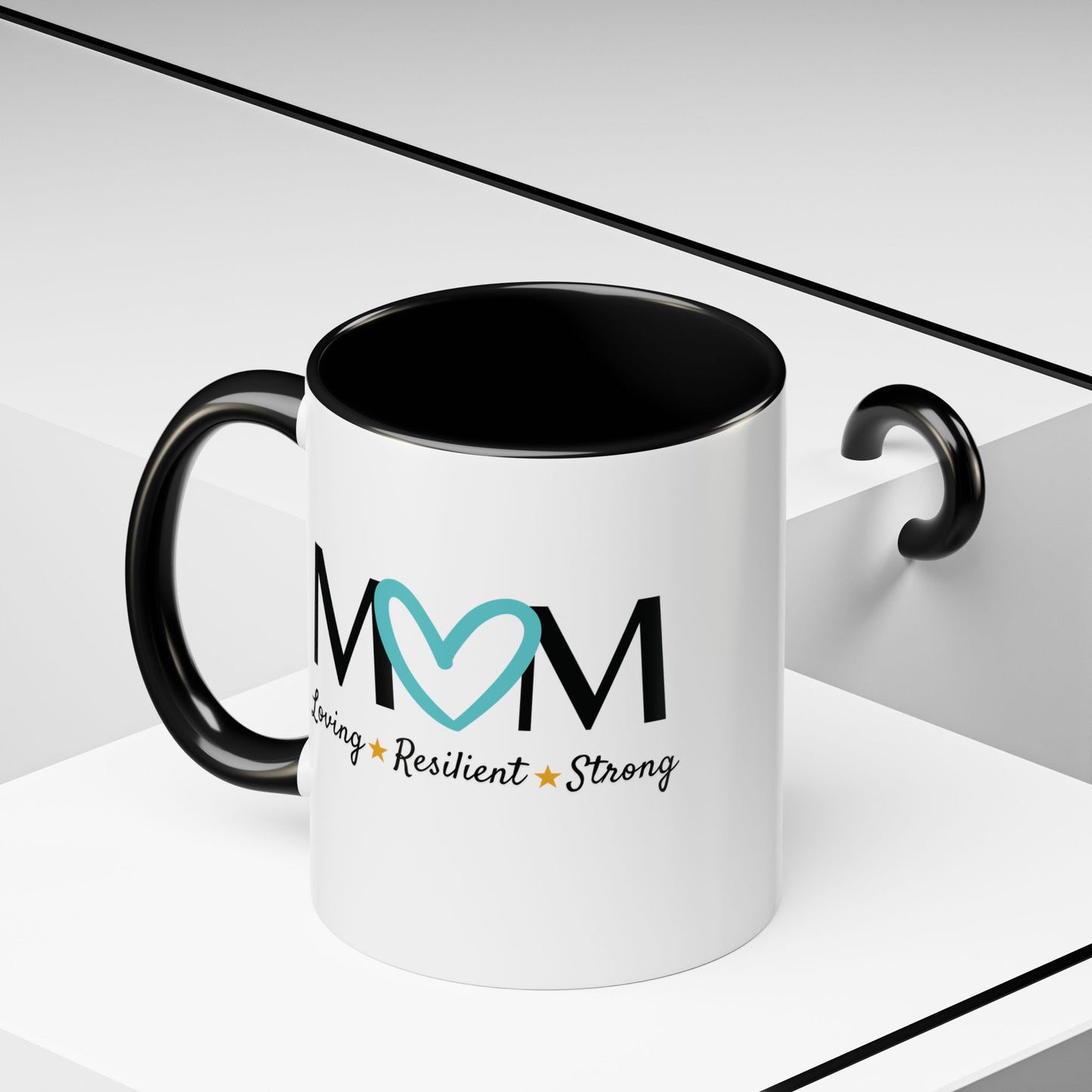Cyan Heart MOM Mug