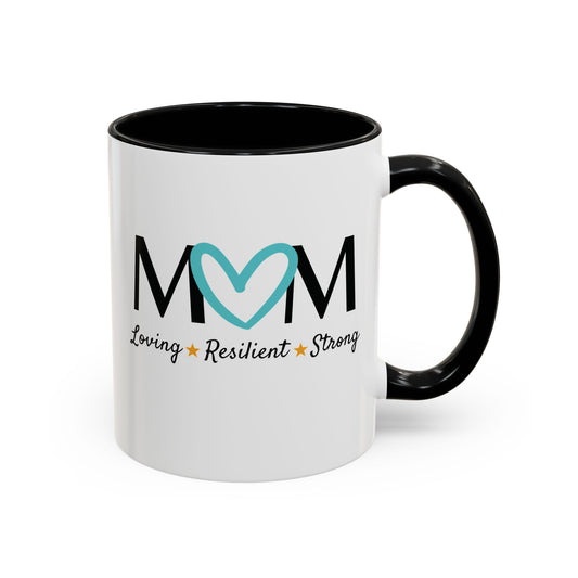 Cyan Heart MOM Mug