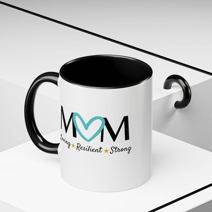 Cyan Heart MOM Mug