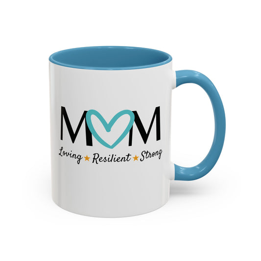 Cyan Heart MOM Mug